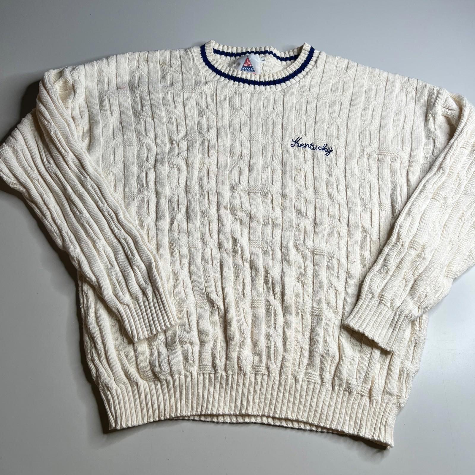 Vintage Kentucky Cable Knit Sweater Made In Usa Advance America Size L